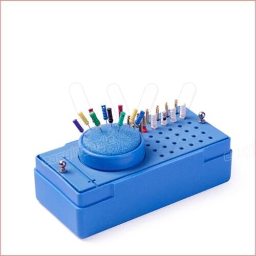 Dental lab Sterilize Plastic Endo box & Files Reamer Measure Tools Accessory Endodontic Ruler with Round Endo Stand File Holder