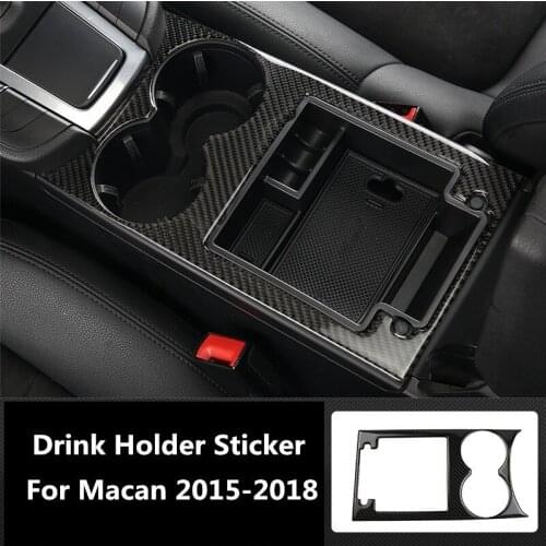 Carbon Fiber Car Interior Door Handle Sticker Reading Light Drink Holder Stickers for Porsche Macan 2015 2016 2017 2018