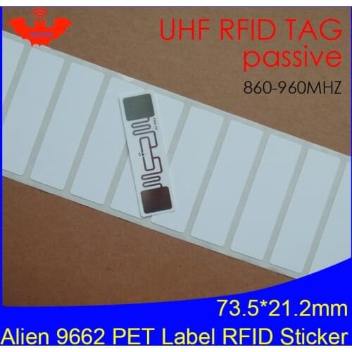 UHF RFID tag Alien 9662 printable PET label 915mhz 900mhz 868mhz 860-960MHZ Higgs3 EPCC1G2 6C smart card passive RFID tags label