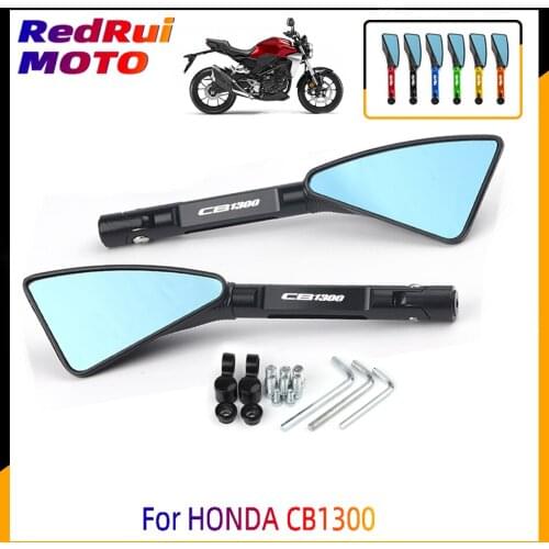 For HONDA CB1300 CB 1300 Universal Motorcycle Accessories CNC Aluminum Blue Lens Rear View Side Mirror Laser Logo(CB1300)