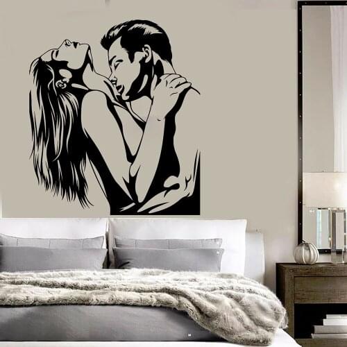 Loving Couple Vinyl Wall Decal Bathroom Love Romance Bedroom Wall Window Stickers Sexy Gilrs Home Decor For Living Room C513