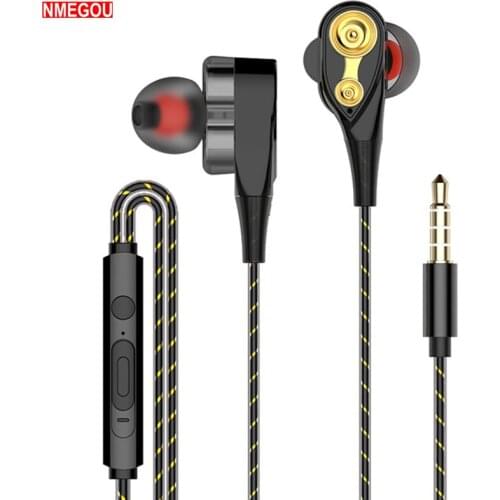 In Ear Hybrid Hifi Stereo Earphone Wired Hi Fi Dual Drivers Headphone with Microphone for IPhone Samsung 3.5mm Sport Ear Phones