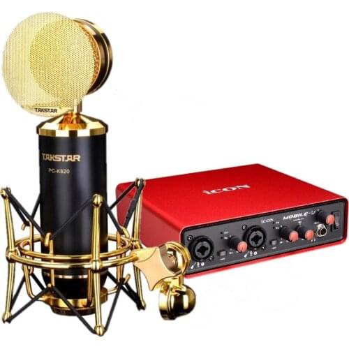 High quality original Takstar PC-K820 recording microphone with ICON Mobile U Sound card for Internet karaoke,recording