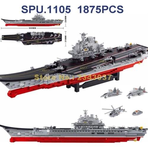 Sluban 0388 1875pcs Military Aircraft Carrier& Helicopters&stealth&battleplane&patrol Yachts Building Block Toy