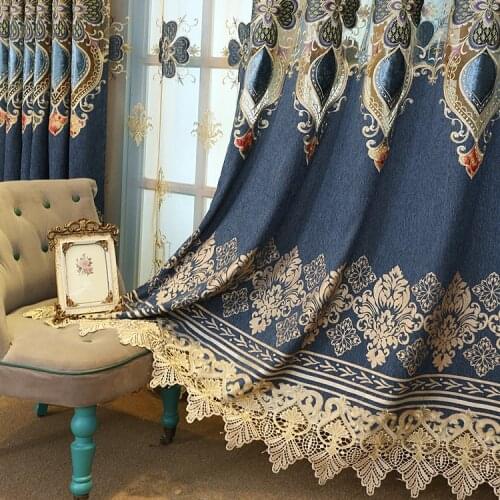 2021 Curtain for Living Room Curtain Valance for Bedroom European Chenille Jacquard High-grade Embroidered Balcony French Window