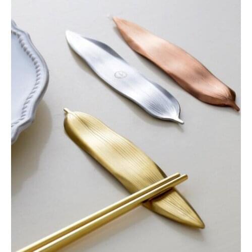 50pcs Stainless Steel Chopstick Rest Holder Modern Willow Leaf Spoon Stand Support Chop Stick Shelf Organizer Decor