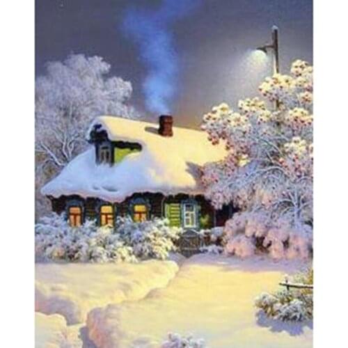 5D DIY Diamond Painting Square Round Diamond Landscape Painting Winter Snow Scene Picture Mosaic Embroidery Cross Stitch WG2809