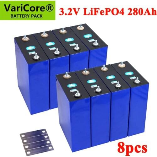 8pcs 3.2V 280AH LiFePO4 battery Lithium iron phospha batteries for 12V Electric car RV Solar Energy storage system Welded Stud
