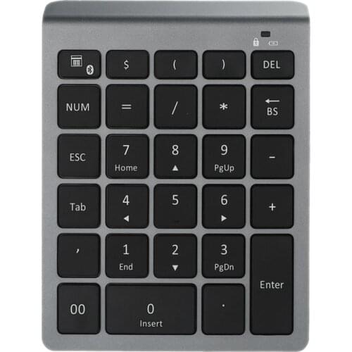 Bluetooth Wireless Numeric Keypad 28 Keys Numpad Digital Keyboard Number Pad for Accounting Teller Windows Android Tablet Laptop