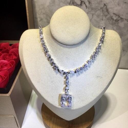 Brand Pure Fashion Party Custom Jewelry For Women Colorful Crystal Necklace Luxcy Party Necklace Fine Custom Jewelry Neckalce