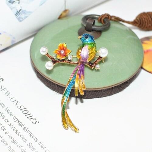 DoreenBeads Animal Series Pin Brooches Bird Animal Flower Multicolor Imitation Pearl Clear Rhinestone 58mm x 40mm, 1 Piece