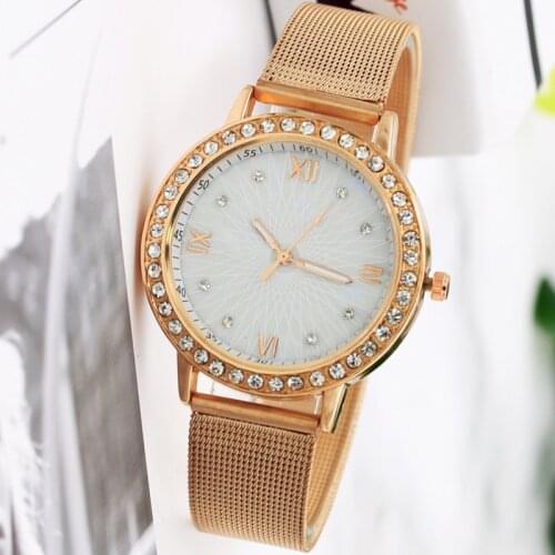 Woman Watch Fashion Golden Women Watches Luxury Rhinestone Stainless Steel Mesh Belt Ladies Quartz Female Clock часы reloj mujer