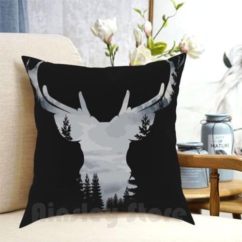 Deer Winter Forest Pillow Case Printed Home Soft DIY Pillow cover Deer Forest Nature Animal Animals Wild Wildlife Trees