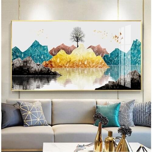Black and white Ink Landscape Colorful Tree Modern Abstract Nordic style porch Living Room Decorative Canvas Wall Art Posters