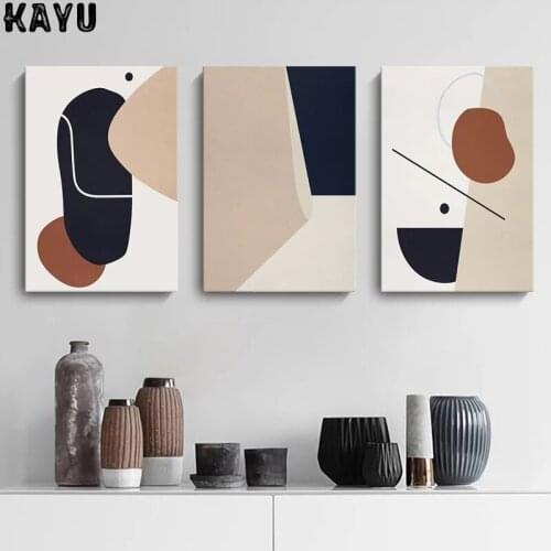 Nordic Decoration Living Room Morandi Color Geometric Poster Abstract Modern Hotel Apartment Frameless Printing Hanging Painting