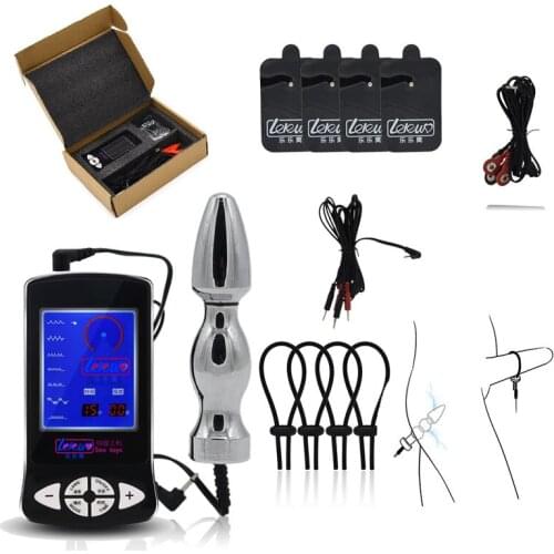 Electro Pads Stimulation Massage Anal Plug Penis Stimulator Cock Ring Electro Shock Sex Toys Penis Ring Butt Plug Adult Erotic