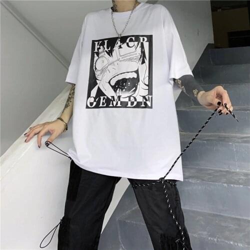 Spoof anime Print T Shirt Women 90s Harajuku Ullzang Retro T-shirt Graphic 2020 Fashion Aesthetic Tshirt Street Top Tees Female