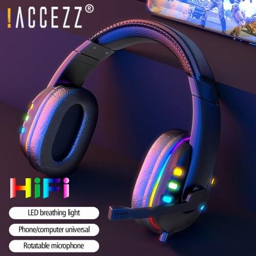 !ACCEZZ Gaming Headset 3D Stereo Surround HD Microphone 3.5mm Headphone For Mobile Phone PC Universal Noise Cancelling Earpieces