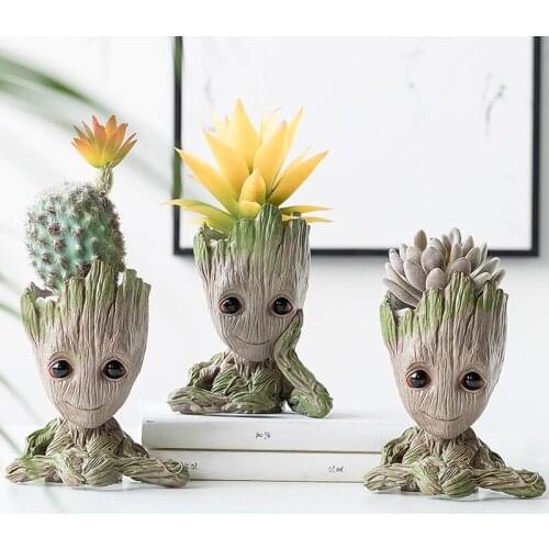 Simulation Villain Plant Potted Flower Pot Countertop Vase Decoration Portrait Statue Figurine Hydroponic Flower Pot Home Decor