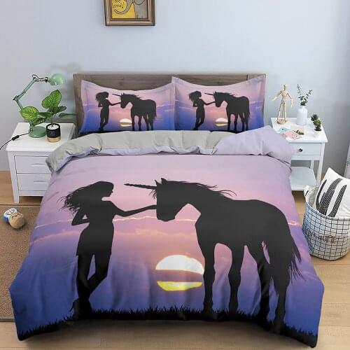 3d Unicorn Pattern Bedding Set Duvet Cover Set Pillowcase Single Double Full Queen King Size Bedroom Decor for Kids