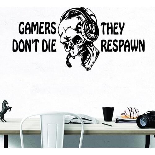 Colorful skull Gamer Wall Stickers Modern Fashion Wall Sticker For Kids Rooms Decoration Mural Custom