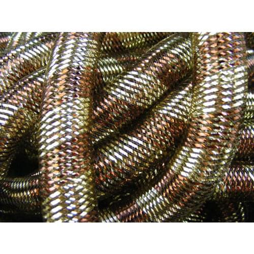 Metallic brown & Light Gold Stripe Cyberlox Tubular Crin Hair Extensions 60 yard 16mm