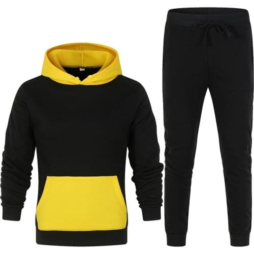 Mens Sets Tracksuit Men Autumn Winter Hooded Sweatshirt Drawstring Outfit Sportswear Male Suit Casual Pullover Two Piece Set