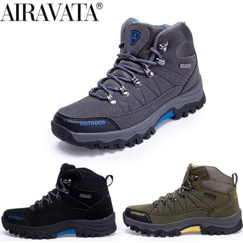 Newbeads Mens Lace Up Snow Boots High Top Outdoor Waterproof Climbing Hiking Warm Plush Cotton-Padded Thick Bottom Shoes