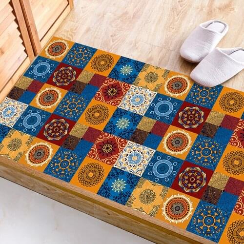 Colorful Mandala Style Matte Surface Wall Sticker Peel & Stick Tile Decor Film For Tiles /Ground in Kitchen Bathroom Wall Decal