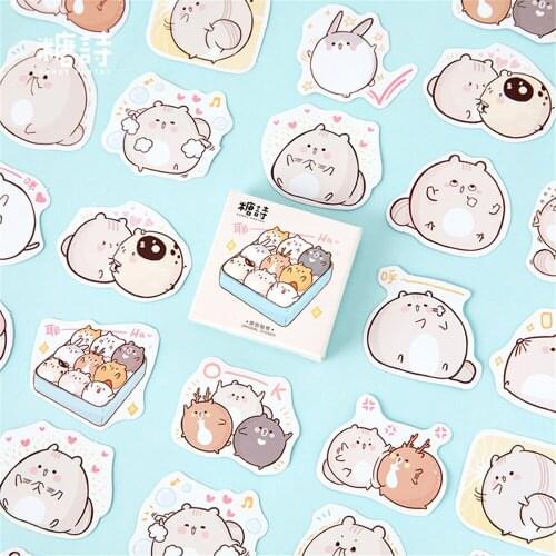 45Pcs Little Fat Mouse Paper Stickers Cute Animal Stationery Stickers For Notebook Kawaii Stickers Scrapbooking School Supplies