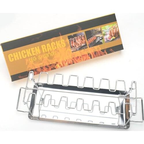 Stainless Steel Chicken Wing Leg Rack Grill Holder 14 Holes For BBQ Multi-Purpose Chicken Leg Oven Grill Rack