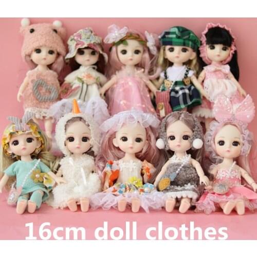 New 16cm Doll Clothes Suitable for 1/12 BJD Doll Clothing Accessories Dolls Fashion Dress Up Toys Princess Dress Girl Gifts