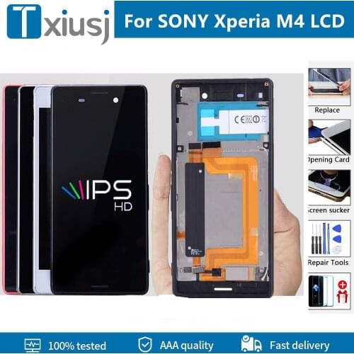 Original For SONY Xperia M4 LCD Touch Screen with Frame For SONY XPERIA M4 Display E2303 E2306 E2353 E2312 E2333 LCD Replace