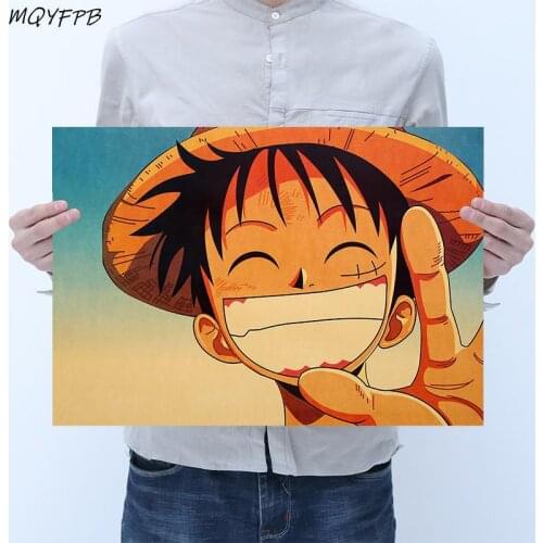 One Piece Anime MonkeyDLuffy Kraft Paper Posters Wall Stickers Decorative Paintings Household Goods