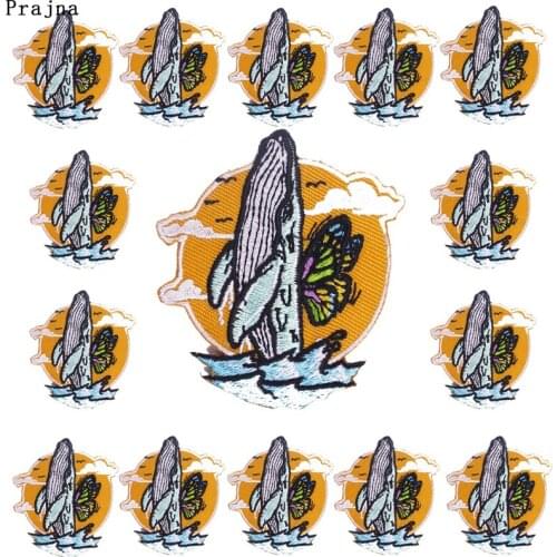 Prajna 10 PCS Wholesale Outdoor Adventure Patches Iron On Dolphin Emb0roiderd Patches For Clothes Waves Patch Animal Sticker
