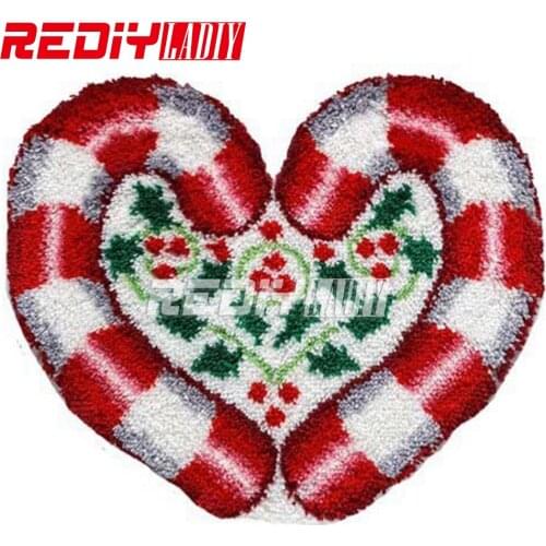 REDIY LADIY Latch Hook Rug Christmas Decor Wall Tapestry Floor Mat Pre-Printed Canvas Cushion DIY Yarn Crocheting Carpet Rug