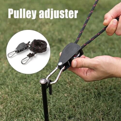 Camping Pulley Roller with 2.3/2m Rope Adjustable Heavy Duty Locking Rope Hanger Hanging Wire Towing Wheel for Outdoor Garden