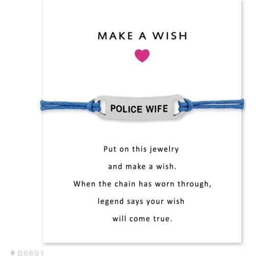 Make a Wish Silver Policeman Police Mom Wife Handcuffs Charm Bracelets for Women