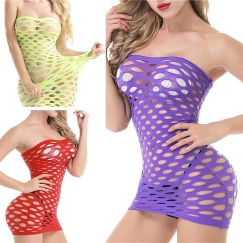 Sexy Dress Fishnet Underwear Hot dress Elasticity Cotton Lenceria Sexy Lingerle Sex Costumes For Mesh Babydoll Dress Lingerie