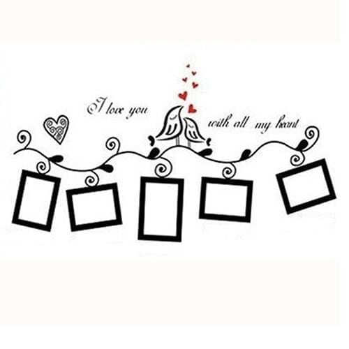 Removable Loving Bird Heart Family Photo Frame Wall Art Sticker Decal Home Decor