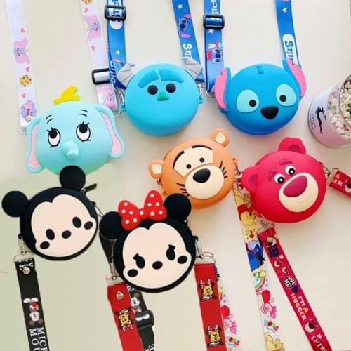 NEW Disney Children Stitch Mickey Minnie Mouse Bag Waterproof Silicone Bag Baby Girl Kindergarten Schoolbag Coin Purse Bags Gift