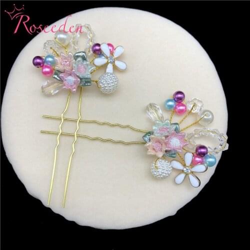 New arrival Wedding Hairpins Headpiece Sticks Handmade Flower Bride Hair clip hair Comb Girls Bridal Hair Accessories RE3411