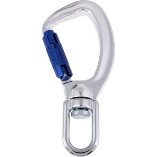 23KN/5070lbs Heavy Duty Auto Locking Outdoor Climbing Carabiner with Swivel Eye CE Certified Rappelling Mountaineering Carabiner