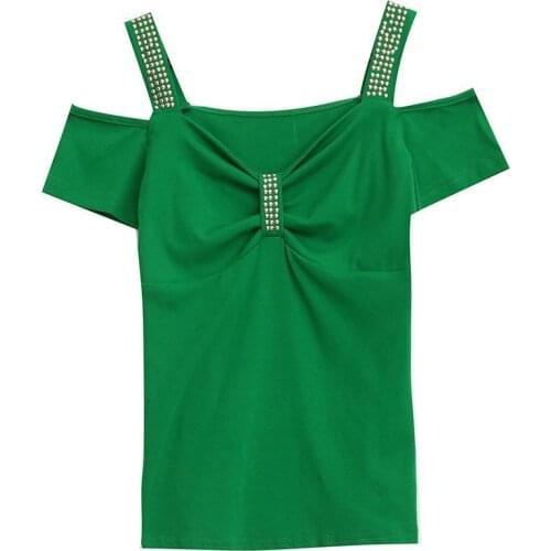 New Black Latin Dance Sling Top V-neck For Women Short Sleeve Shirt Beading Sexy Vogue Ballroom Costume Performance Dancing Wear