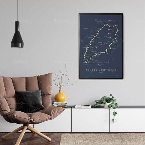 Tour du Mont Blanc Trail Map | Mont Blanc Hiking Trail Map | TMB Poster | Tour du Mont Blanc | Trail Map Art