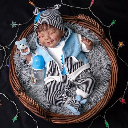 Smiling Face Bebe reborn boy girl bonecas 20 inch New Cloth Body Reborn baby doll Toys For Childrens Day Gifts
