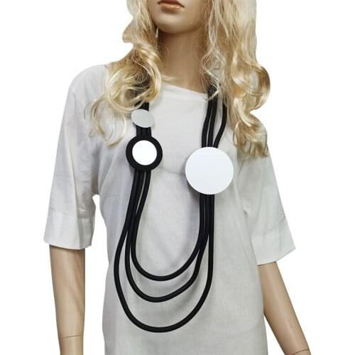 YD&YDBZ Handmade Aluminum Sheet Big Round Button Necklace Women Long Multi-layer Jewelry Necklaces Chain Clothes Decoration Girl