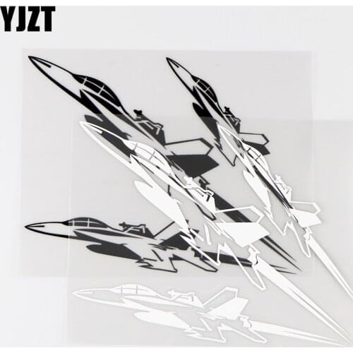 YJZT 15.5X12CM Creative Car Stickers Air Force Personality Vinyl Decals Fighter Plane Black / Silver 10A-0085