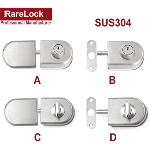 Glass Sliding Door Latch Lock 304 Stainless for Home Office School Hotel DIY Rarelock MMS490 ii