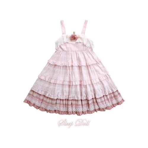 SweetCool Vintage Summer Girl Pink Lolita Dress Harajuku Punk Sweet Preppy Style Temperament Kawaii Fashion Five Colors Dress